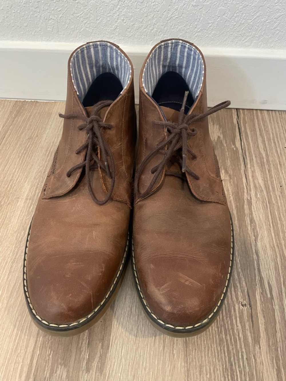 Sperry Brown Leather Chukka Boots with Striped Lining